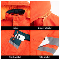 Chaqueta de invierno personalizada para exteriores, uniforme de seguridad para hombres y mujeres, abrigo con capucha reflectante, ropa de trabajo cálida, venta al por mayor.