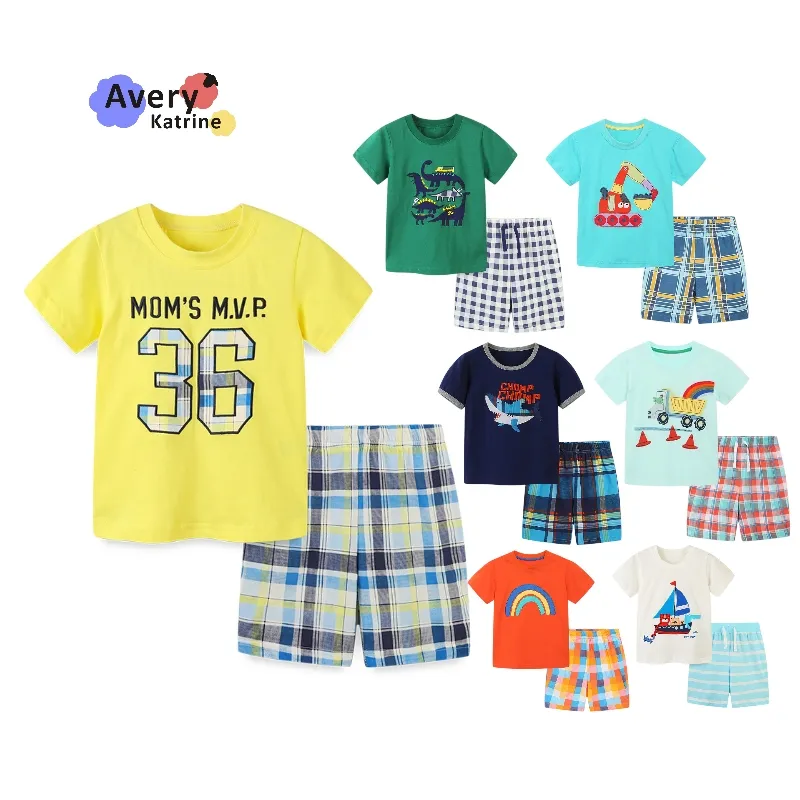 Little Boy Clothes Size 2 To 7T Kids Summer Cotton Clothes Set