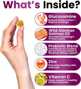 Multivitamines à mâcher pour chien 11 en 1 avec glucosamine, suppléments vitaminiques pour chien, chondroïtine pour la santé des hanches et des articulations, soutien immunitaire. - Product Image 2