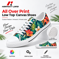 Baskets basses en toile personnalisées avec logo imprimé, motif personnalisé, à lacets, chaussures décontractées, OEM ODM, chaussures à marque privée