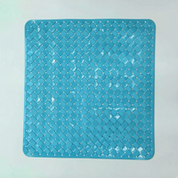 Tapis de bain carré YIJU 50x50cm en PVC solide, antidérapant, antibactérien, écologique, avec ventouses et trous de drainage pour salle de bain et douche