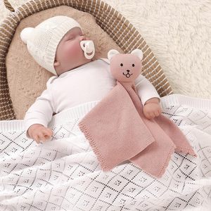 Manta de algodón suave para bebé, con diseño de conejo y oso, tejida, cálida, para calmar a bebés recién nacidos, niños y niñas, para dormir cómodamente a diario. - Product Image 2