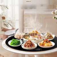 Plateau chauffant intelligent en verre pour la maison, plateau de service portable, plateau chauffant rotatif rond en verre pour aliments