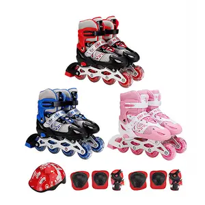 Patines en línea desmontables y ajustables para niños, patines con equipo de protección, 4 ruedas, baratos, venta al por mayor