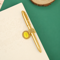 Clip de reliure et porte-stylo OEM personnalisé de luxe vintage en alliage de zinc avec opale pour carnet en cuir PU, journal, cadeau promotionnel