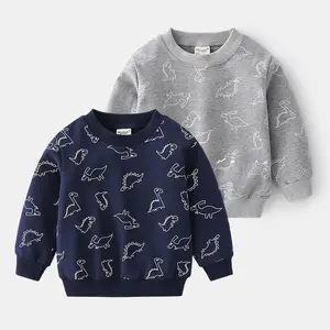 Autunno tempo libero manica lunga bambini maglione dinosauro colpo corto cartone animato Unhooded Pullover con cappuccio blu grigio carino maglione dei ragazzi