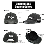 Gorra Deportiva de Béisbol Personalizada Unisex Retro Vintage de 6 Paneles con Bordado, Impresión por Transferencia de Calor, Estilo Lavado, Logotipo y Patrón Personalizados