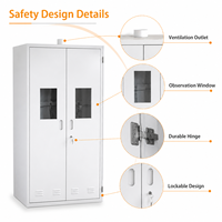 Armoire de laboratoire personnalisée pour bouteilles de gaz avec sortie d'aération supérieure, aérations inférieures, serrure à clé et entraves à chaîne pour la fourniture de projets