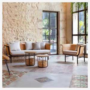 Ensemble <span class=keywords><strong>de</strong></span> salon élégant en rotin, mobilier <span class=keywords><strong>de</strong></span> <span class=keywords><strong>jardin</strong></span>, tissage naturel, coussins moelleux, canapés <span class=keywords><strong>de</strong></span> <span class=keywords><strong>jardin</strong></span> pour intérieurs et extérieurs haut <span class=keywords><strong>de</strong></span> gamme - Product Image 2