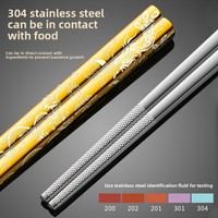 Baguettes Dragon en Métal Réutilisables, Conçues en Corée, Style Japonais, Acier Inoxydable 304, Antidérapantes, Lavables au Lave-Vaisselle, Gravées au Laser