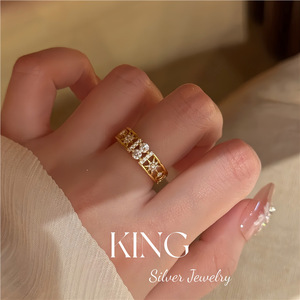 Anillo de Plata de Ley S925 con Baño de Oro y Estrella de King Silver Jewelry, Elegante y para Uso Diario, para Mujer - Product Image 2