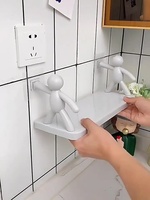 Étagère de rangement murale en plastique sans perçage pour salle de bain et cuisine avec patch adhésif
