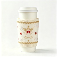 Manchon de tasse à café réutilisable MSYO avec logo personnalisé, en crochet, style pull de voyage, pour thé ou glace, motif pull de Noël