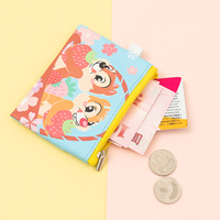Porte-clés mini personnalisable, porte-monnaie, style japonais, petit design mignon en peluche, fermeture à glissière, cuir PU, broderie de dessin animé