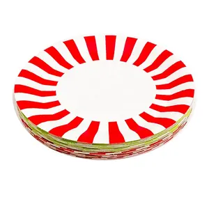 Bandeja de comida de plato de papel de madera pura redonda ecológica reciclable para fiesta picnic panadería