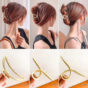 Accessoires de cheveux en métal simples pour filles coiffure de <span class=keywords><strong>bain</strong></span> en alliage avec queue de cheval en forme de croissant de lune pince à cheveux de requin - Product Image 3