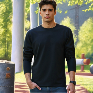 Camiseta Térmica de Manga Larga para Hombre, de Algodón Modal, Color Sólido, Casual, Cómoda, Anti-Pilling, Anti-Arrugas - Product Image 2