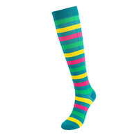 Chaussettes de compression sportives en polyester/coton tricotées à rayures dégradées pour l'automne, avec logo intégré, vente en gros