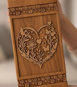 Wholesale Traditional Solid Wood <b>Memorial</b> Urn with Hand Carved Heart Design Cremation Ashes <b>Box</b> For Human Ash - Product Image 2