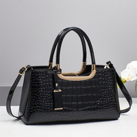 Sac à main de mariée en cuir verni brillant pour femme, motif crocodile, élégant, avec fermeture éclair, option sac fourre-tout ou bandoulière, Nouveauté 2025