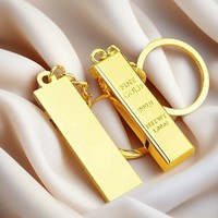 Porte-clés en briques d'or 3D en gros, logo gravé, porte-clés souvenir, décoration de sac, porte-clés de voiture, porte-bonheur de richesse pour cadeaux d'affaires