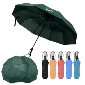 Venta al por mayor barato promocional de marca comercial a prueba de viento logotipo personalizado paraguas automáticos de colores para regalo con el logotipo de la vendimia