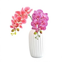 Bunga Phalaenopsis Buatan 8 Tangkai, Tekstur Lembut dan Melembapkan, Gaya Eropa, PVC, Satu Ranting, untuk Dekorasi Rumah dan Ruang Tamu