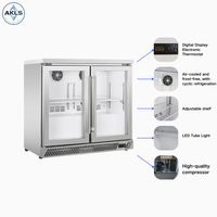 Réfrigérateur sous comptoir à double porte en acier inoxydable Mini bar Vitrine réfrigérée Comptoir de bar Réfrigérateur à bière en bouteille