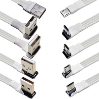 Kabel Transfer Data Pengisian Daya USB Micro 2.0 Konektor Sudut Kanan Bahan ABS Ponsel Android 0.2m Kabel Flat Fleksibel FFC Female