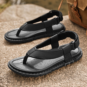 Nouvelles sandales décontractées pour hommes 2026 en similicuir mat avec fermeture auto-agrippante, chaussures à enfiler à semelle robuste pour usage quotidien - Product Image 3
