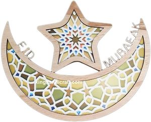 Plateau de service flexible en bois et nacre pour le Ramadan Eid Mubarak |   Plateau élégant fait à la main avec incrustations pour les boissons et les sucreries - Product Image 3