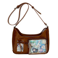 Sac Ita personnalisé sac à bandoulière unique tendance style coréen pour femmes sac à bandoulière en cuir végétalien pour filles sac à bandoulière avec fenêtre transparente pour poupée