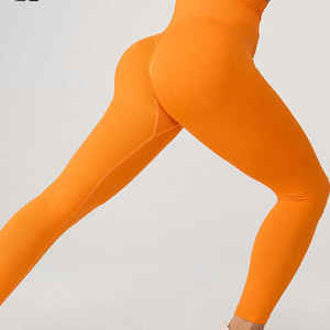 Venta al por mayor de poliéster spandex mujeres yoga leggings ropa deportiva cintura alta pantalones de yoga sin costuras - Product Image 4