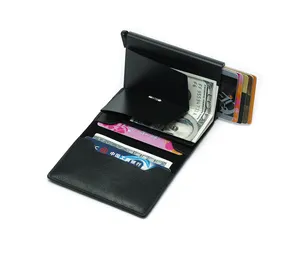 BSCI Großhandel Business ID Card Kreditkarte Hold Pu Leder RFID Funktions abdeckung Wasserdichte Premium-Brieftasche mit Airtag-Halter