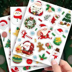 Personalizada Venta Caliente Decoraciones Navideñas Impermeable Personalización PVC Vinilo Pegatinas <span class=keywords><strong>Navidad</strong></span> Dibujos Animados Pegatinas - Product Image 6