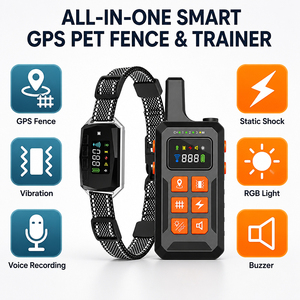 IP67 Waterproof Bluetooth 4G GPS Pet Fence Dog Training Collar Android App <b>Remote</b> Control Static <b>Vibration</b> Voice Recording Cloud - Product Image 5