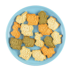 ชุดที่ตัดคุ้กกี้พลาสติกธรรมชาติ3D สัตว์ทำจากหญ้าฝรั่น8ชิ้น/กล่องมีตราประทับคุกกี้รูปลิงช้างสิงโต - Product Image 5