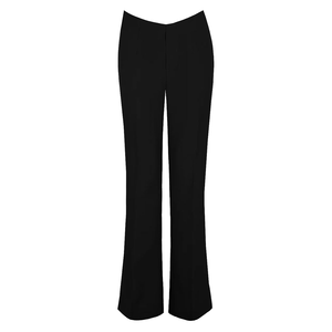 Pantalon large élégant taille mi-haute couleur unie longueur complète pour femme coupe droite style tissé teint uni - Product Image 3