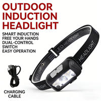Lampe frontale rechargeable super lumineuse à longue autonomie avec capteur de mouvement, lumière LED puissante pour la pêche nocturne