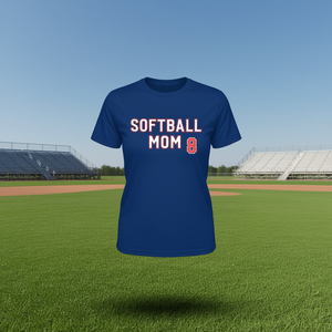 Camiseta Softball Mom número 8 estilo jersey de lanzamiento rápido con cuello redondo y manga corta para el día de la madre - Product Image 2