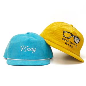 Casquettes en velours côtelé brodées, snapback personnalisé, 5 panneaux, chapeaux non structurés en corde - Product Image 1