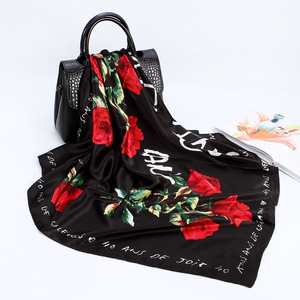Wholesale 90cm Faux Silk Satin <b>Scarf</b> Printed Women Head Wrap <b>Square</b> <b>Scarf</b> - Product Image 2