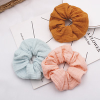 Scrunchies en coton gaze écologiques personnalisables pour femmes, grands chouchous d'été pour filles avec logo personnalisé