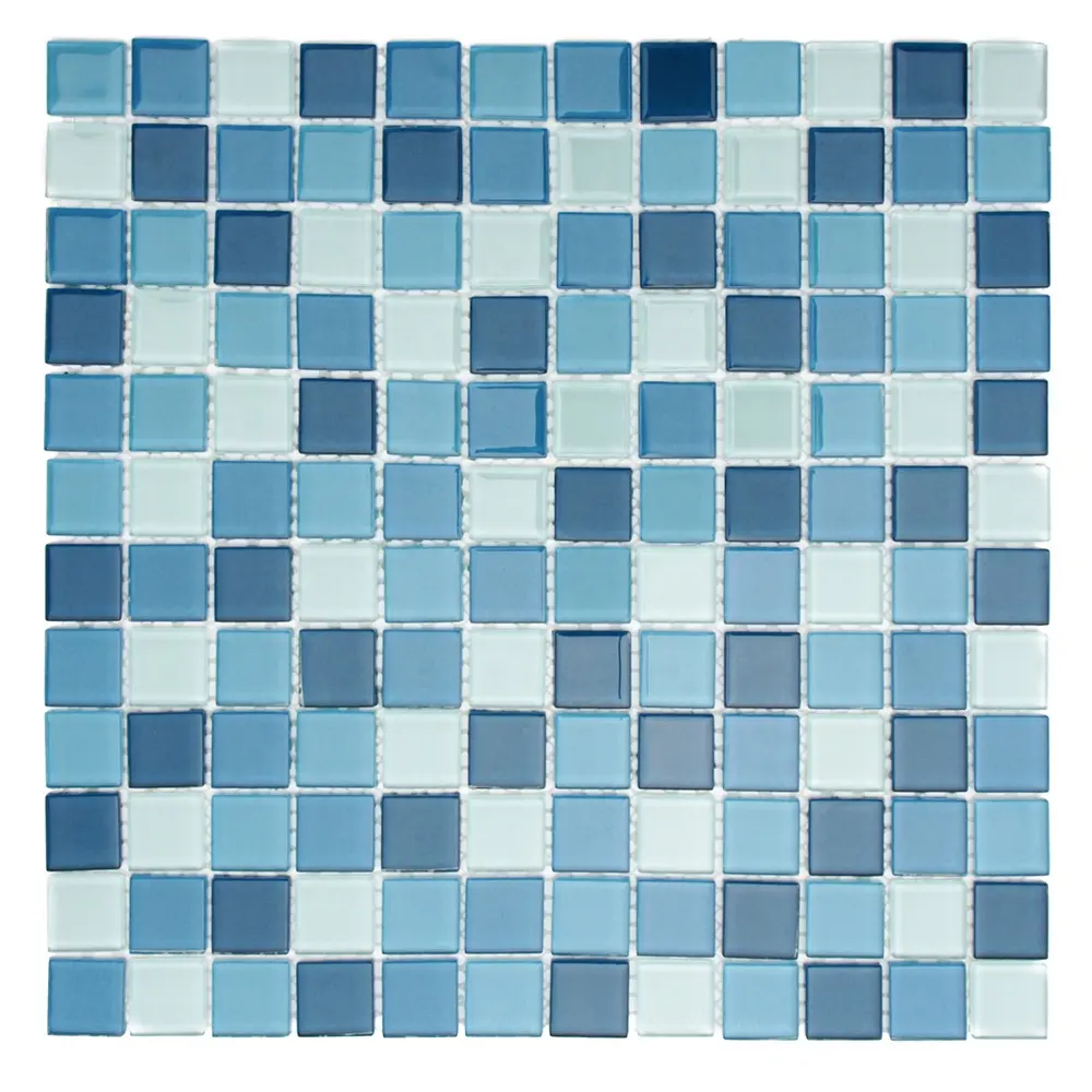 Piastrella a mosaico in vetro decorativo per piscina in cristallo con finitura liscia blu di alta qualità