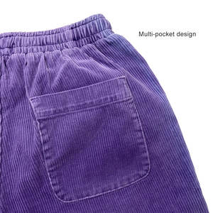 Logo personnalisé Short en velours côtelé pour hommes en coton biologique avec poches, Short en velours côtelé multicolore écologique avec cordon de serrage pour hommes - Product Image 6