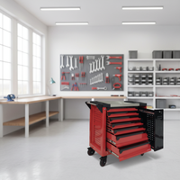 Armoire à outils roulante robuste à 7 tiroirs, revêtement poudré, résistante à la rouille, verrouillable latéralement, en fer, design moderne OEM, chariot à outils de garage