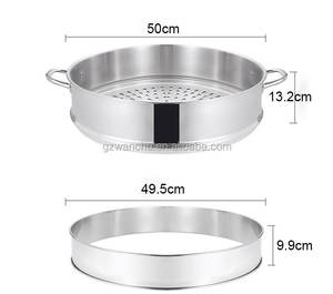 Marmite à <span class=keywords><strong>Couscous</strong></span> Chauffante Professionnelle en Acier Inoxydable 55 cm, Vapeur à Dim Sum en Acier Alimentaire, Ensemble Cocotte et Cuiseur Vapeur 3 Niveaux avec Couvercle - Product Image 4
