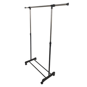 Kim loại sàn đứng quần áo giá chiều cao chiều rộng có thể điều chỉnh quần áo máy sấy giá đơn cực di chuyển quần áo khô giá với bánh xe - Product Image 6