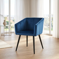 Chaise de salle à manger moderne et simple en velours bleu, fauteuil confortable pour les moments de loisirs