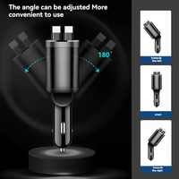 Chargeur de voiture à charge rapide 120W 4 en 1 multifonction avec projection de ciel étoilé, câble rétractable, affichage numérique